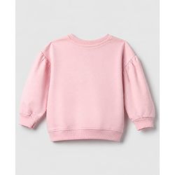 Babyhug 100% Cotton Terry Knit Full Sleeves Sweatshirt and Jogger with Lace Bow Applique - Pink