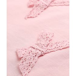 Babyhug 100% Cotton Terry Knit Full Sleeves Sweatshirt and Jogger with Lace Bow Applique - Pink