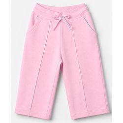 Babyhug 100% Cotton Terry Knit Full Sleeves Top & Pant Set With Floral Embroidery & Text Print - Pink