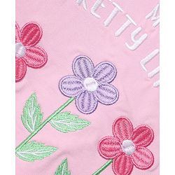 Babyhug 100% Cotton Terry Knit Full Sleeves Top & Pant Set With Floral Embroidery & Text Print - Pink
