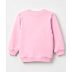 Babyhug 100% Cotton Terry Knit Full Sleeves Top & Pant Set With Floral Embroidery & Text Print - Pink