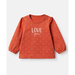 Babyhug 100% Cotton Interlock Knit T-Shirts with Full Puffed Sleeves and Polka Dots Floral & Love You Text Print Pack of 3 - White Olive Green Red