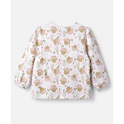 Babyhug 100% Cotton Interlock Knit T-Shirts with Full Puffed Sleeves and Polka Dots Floral & Love You Text Print Pack of 3 - White Olive Green Red