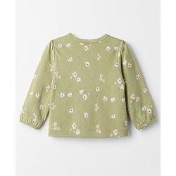 Babyhug 100% Cotton Interlock Knit T-Shirts with Full Puffed Sleeves and Polka Dots Floral & Love You Text Print Pack of 3 - White Olive Green Red