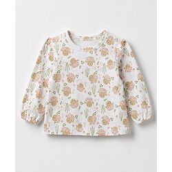 Babyhug 100% Cotton Interlock Knit T-Shirts with Full Puffed Sleeves and Polka Dots Floral & Love You Text Print Pack of 3 - White Olive Green Red
