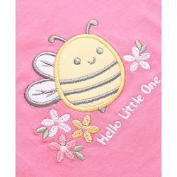 Babyhug 100% Cotton Knit Full Sleeves T-Shirts with Floral Print and Bee Embroidery Pack of 3 in Light Pink, White & Dark Pink