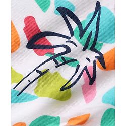 Babyhug 100% Cotton Knit Half Sleeves Shirt Style Top with Tropical Print - White