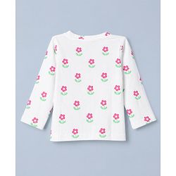 Babyhug Cotton Interlock Knit Full Sleeves Co-ord T-Shirt & Pajama Night Suit with Floral Print - White
