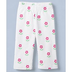 Babyhug Cotton Interlock Knit Full Sleeves Co-ord T-Shirt & Pajama Night Suit with Floral Print - White