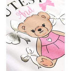 Babyhug 100% Cotton Knit T-Shirt with Full Sleeves and Bear Print in White