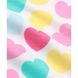Babyhug Cotton Interlock Knit Full Sleeves Co-ord T-Shirt & Pajama Night Suit with Hearts Print - White