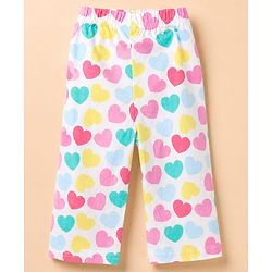 Babyhug Cotton Interlock Knit Full Sleeves Co-ord T-Shirt & Pajama Night Suit with Hearts Print - White