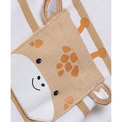 Babyhug 100% Cotton Knit T-Shirts with Full Sleeves Stripes and Giraffe Applique - White