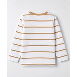 Babyhug 100% Cotton Knit T-Shirts with Full Sleeves Stripes and Giraffe Applique - White