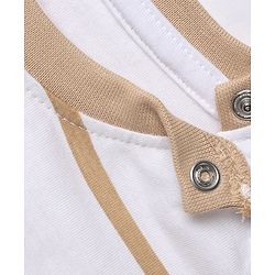 Babyhug 100% Cotton Knit T-Shirts with Full Sleeves Stripes and Giraffe Applique - White