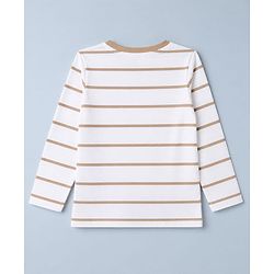 Babyhug 100% Cotton Knit T-Shirts with Full Sleeves Stripes and Giraffe Applique - White