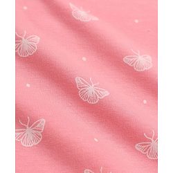 Babyhug Cotton Interlock Knit Full Sleeves Co-ord T-Shirt & Pajama Night Suit with Butterfly Print - Pink