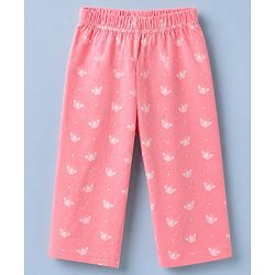 Babyhug Cotton Interlock Knit Full Sleeves Co-ord T-Shirt & Pajama Night Suit with Butterfly Print - Pink