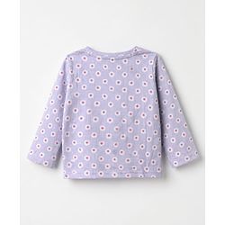 Babyhug Cotton Knit Full Sleeves Co-ord T-Shirt & Pajama Night Suit with Floral Print - Lavender