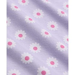 Babyhug Cotton Knit Full Sleeves Co-ord T-Shirt & Pajama Night Suit with Floral Print - Lavender
