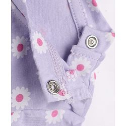 Babyhug Cotton Knit Full Sleeves Co-ord T-Shirt & Pajama Night Suit with Floral Print - Lavender