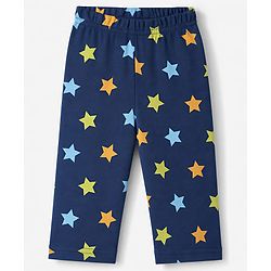 Babyhug 100% Cotton Interlock Knit Full Sleeves Co-Ords T-Shirt & Pyjama Night Suit with Star Print - Navy Blue