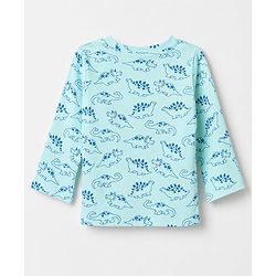 Babyhug 100% Cotton Interlock Knit Full Sleeves Co-Ords T-Shirt & Pyjama Night Suit with Dinosaur Print - Sky Blue