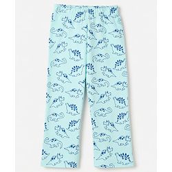 Babyhug 100% Cotton Interlock Knit Full Sleeves Co-Ords T-Shirt & Pyjama Night Suit with Dinosaur Print - Sky Blue