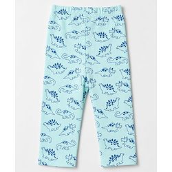 Babyhug 100% Cotton Interlock Knit Full Sleeves Co-Ords T-Shirt & Pyjama Night Suit with Dinosaur Print - Sky Blue