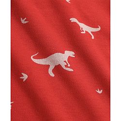 Babyhug 100% Cotton Interlock Knit Full Sleeves C-Ords T-Shirt & Pyjama Night Suit with Dinosaur Print - Red