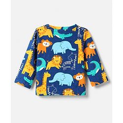 Babyhug Cotton Interlock Knit Full Sleeves Co-ord T-Shirt & Pajama Night Suit with Dinosaur Print - Navy Blue