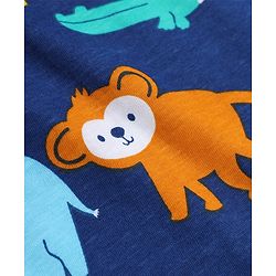 Babyhug Cotton Interlock Knit Full Sleeves Co-ord T-Shirt & Pajama Night Suit with Dinosaur Print - Navy Blue
