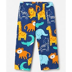 Babyhug Cotton Interlock Knit Full Sleeves Co-ord T-Shirt & Pajama Night Suit with Dinosaur Print - Navy Blue