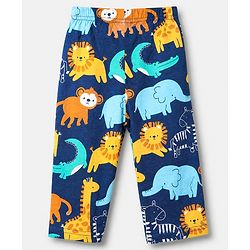 Babyhug Cotton Interlock Knit Full Sleeves Co-ord T-Shirt & Pajama Night Suit with Dinosaur Print - Navy Blue