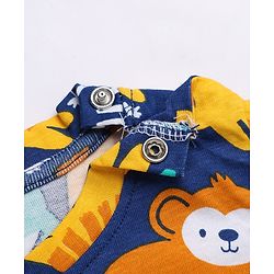 Babyhug Cotton Interlock Knit Full Sleeves Co-ord T-Shirt & Pajama Night Suit with Dinosaur Print - Navy Blue
