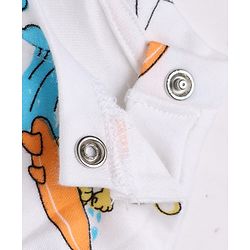 Babyhug Cotton Interlock Knit Full Sleeves Co-ord T-Shirt & Pajama Night Suit with Lion, Tiger, Vehicle & Beach Theme Print - White