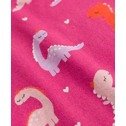 Babyhug Cotton Interlock Knit Full Sleeves Co-ord T-Shirt & Pajama Night Suit with Dinosaur & Heart Print - Maroon