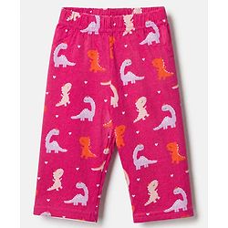 Babyhug Cotton Interlock Knit Full Sleeves Co-ord T-Shirt & Pajama Night Suit with Dinosaur & Heart Print - Maroon