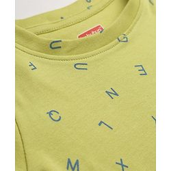 Babyhug 100% Cotton Interlock Knit Full Sleeves Co-Ords T-Shirt & Pyjama Night Suit with Alphabet Print -Oilve Green