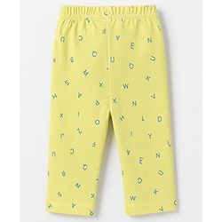 Babyhug 100% Cotton Interlock Knit Full Sleeves Co-Ords T-Shirt & Pyjama Night Suit with Alphabet Print -Oilve Green