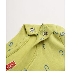Babyhug 100% Cotton Interlock Knit Full Sleeves Co-Ords T-Shirt & Pyjama Night Suit with Alphabet Print -Oilve Green