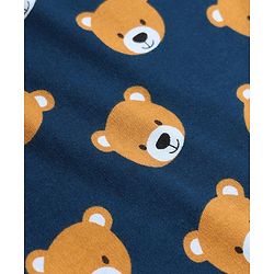 Babyhug 100% Cotton Knit Full Sleeves Co-Ords T-Shirt & Pyjama Night Suit with bear Print - Navy Blue