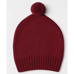 Babyhug Knit Winter Romper and Cap with Full Sleeves - Maroon