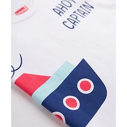 Babyhug 100% Cotton Knit Half Sleeves T-Shirts with Striped & Boat Print Pack of 3 - Red White & Blue