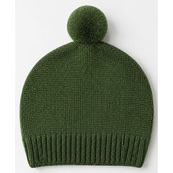 Babyhug Knit Winter Romper and Cap with Full Sleeves - Olive Green