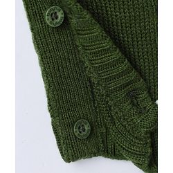 Babyhug Knit Winter Romper and Cap with Full Sleeves - Olive Green