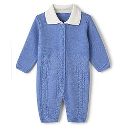 Babyhug Knit Winter Romper and Cap with Full Sleeves - Olive Green