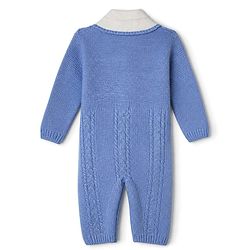 Babyhug Knit Winter Romper and Cap with Full Sleeves - Olive Green
