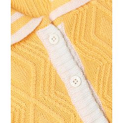 Babyhug Knit Front Open Collared Romper and Cap with Full Sleeves with Cable Knit - Cream