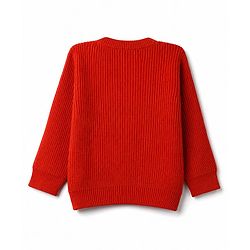Babyhug Knit Full Sleeves Cardigan - Rust Orange
